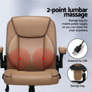Artiss 2 Point Massage Office Chair Leather Mid Back Espresso - RnR Galore