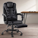 Artiss 2 Point Massage Office Chair PU Leather Footrest Black - RnR Galore