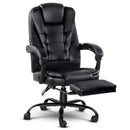 Artiss 2 Point Massage Office Chair PU Leather Footrest Black - RnR Galore