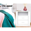 Artiss 2 X Bedside Table 2 Drawers with Shelf - TARA White - RnR Galore