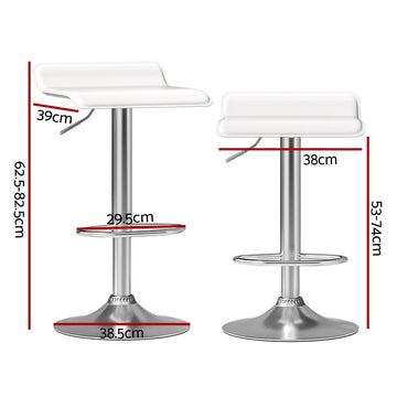 Artiss 2x Bar Stools Faux Leather Chair White - RnR Galore