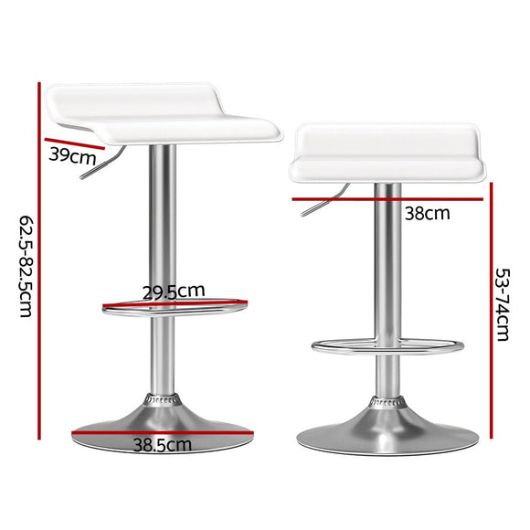 Artiss 2x Bar Stools Faux Leather Chair White - RnR Galore