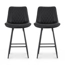 Artiss 2x Bar Stools Kitchen Dining Chair Counter Stool Diamond PU Leather Black - RnR Galore
