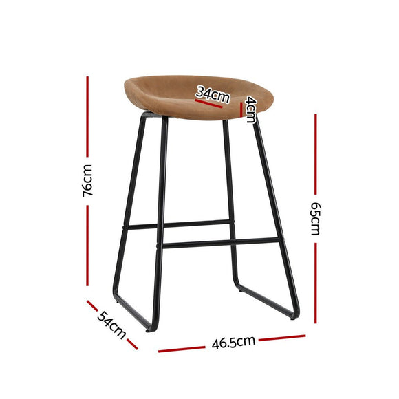 Artiss 2x Bar Stools Kitchen Dining Chairs Counter Stool PU Leather Metal Brown - RnR Galore