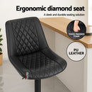 Artiss 2x Bar Stools Kitchen Swivel Gas Lift Counter Chair Diamond Leather Black - RnR Galore