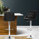 Artiss 2x Bar Stools Leather Padded Gas Lift Stool Black - RnR Galore