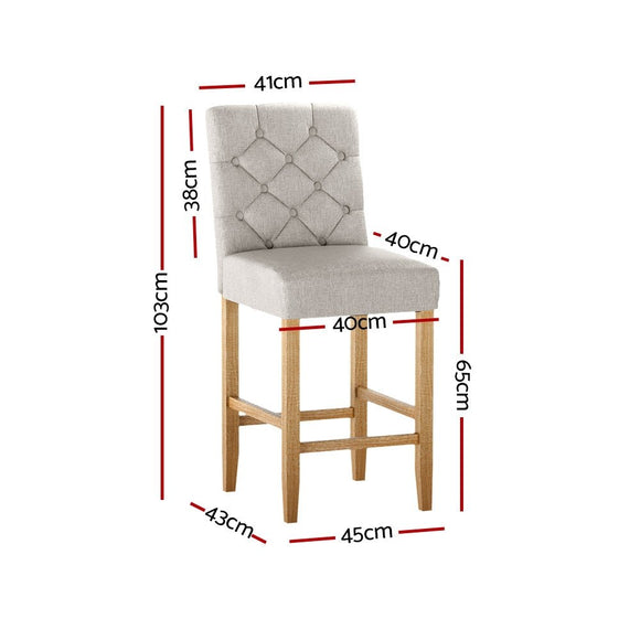 Artiss 2x Bar Stools Linen Upholstered Chairs - RnR Galore