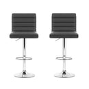 Artiss 2x Bar Stools Padded Leather Gas Lift Grey - RnR Galore