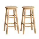 Artiss 2x Bar Stools Round Chairs Wooden Nature - RnR Galore