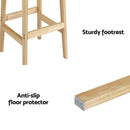 Artiss 2x Bar Stools Rubber Wood Stool Counter Chair Rattan Barstools Kitchen - RnR Galore