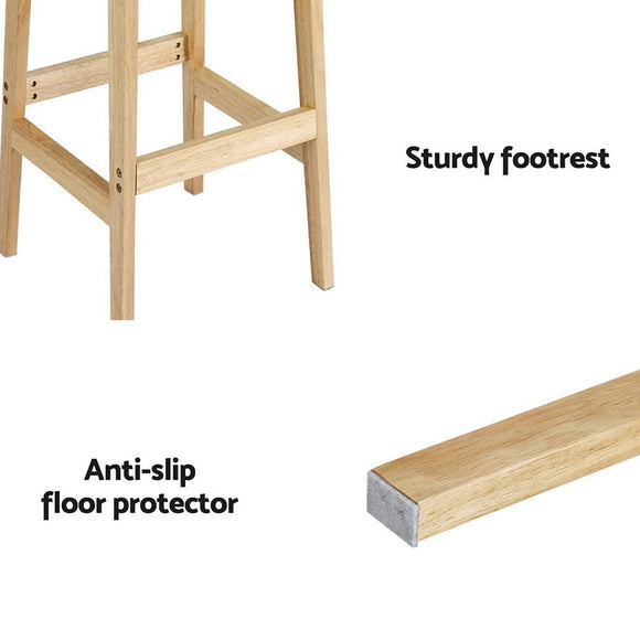 Artiss 2x Bar Stools Rubber Wood Stool Counter Chair Rattan Barstools Kitchen - RnR Galore