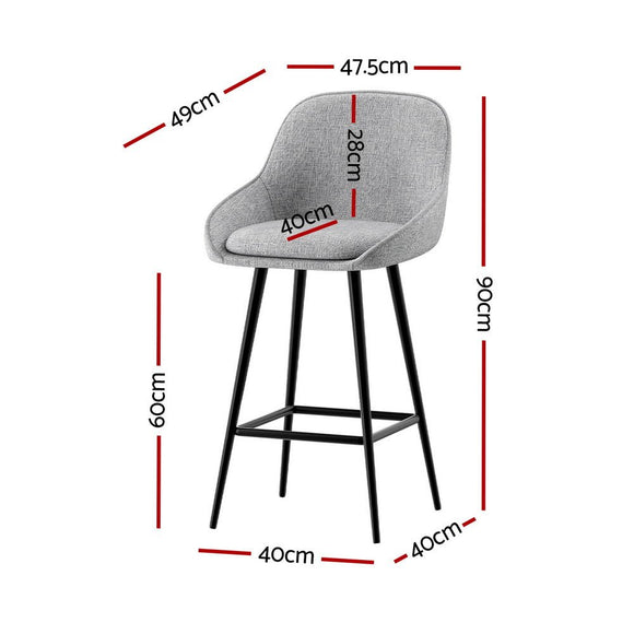 Artiss 2x Bar Stools Upholstered Stool Counter Seat Kitchen Dining Chairs - RnR Galore
