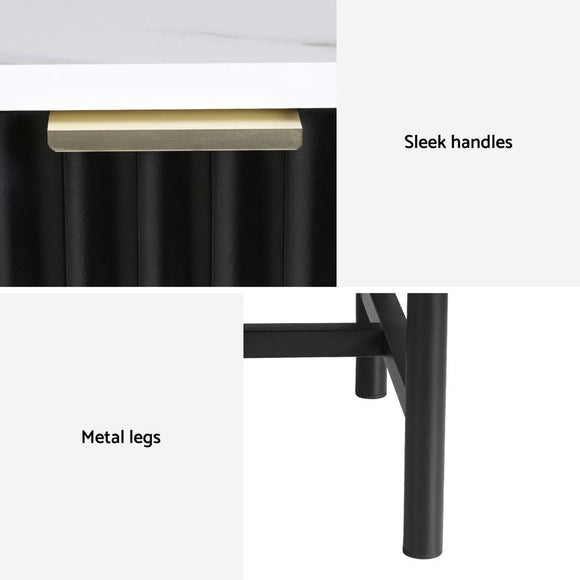 Artiss 2x Bedside Table 2 Drawers - Black - RnR Galore