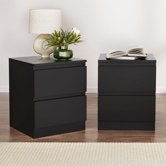 Artiss 2x Bedside Table 2 Drawers - PEPE Black - RnR Galore