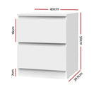 Artiss 2x Bedside Table 2 Drawers - PEPE White - RnR Galore