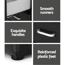 Artiss 2X Bedside Table 2 Drawers Side Table Leather - CADEN Black - RnR Galore