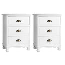 Artiss 2x Bedside Table 3 Drawers Vintage - THYME White - RnR Galore