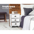 Artiss 2x Bedside Table 3 Drawers Vintage - THYME White - RnR Galore