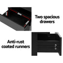 Artiss 2X Bedside Table LED 2 Drawers Lift - up Storage - COLEY Black - RnR Galore