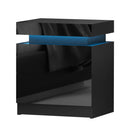 Artiss 2X Bedside Table LED 2 Drawers Lift - up Storage - COLEY Black - RnR Galore