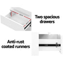 Artiss 2X Bedside Table LED 2 Drawers Lift - up Storage - COLEY White - RnR Galore