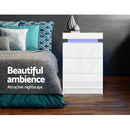 Artiss 2X Bedside Table LED 3 Drawers - COLEY White - RnR Galore