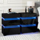 Artiss 2x Bedside Table LED 3 Drawers - LUMI Black - RnR Galore
