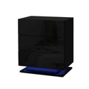 Artiss 2x Bedside Table LED 3 Drawers - MORI Black - RnR Galore