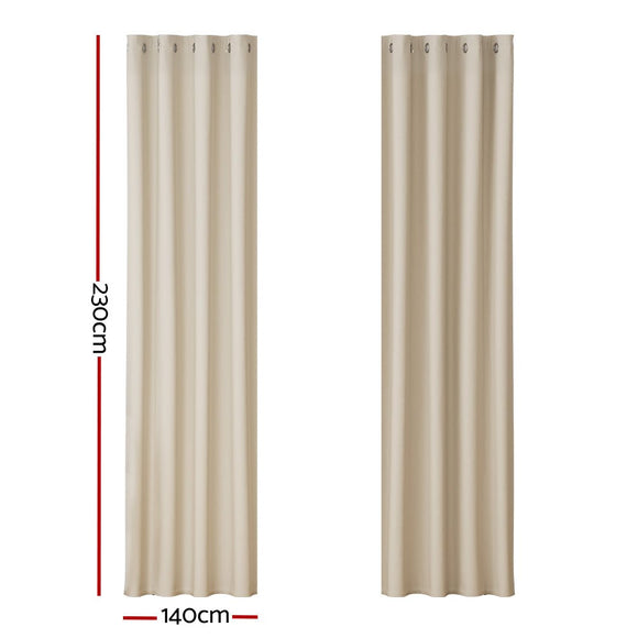 Artiss 2X Blockout Curtains Eyelet 140x230cm Beige - RnR Galore