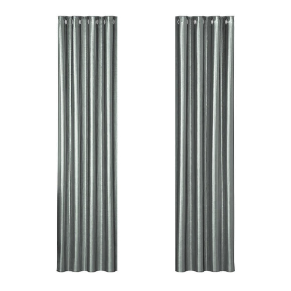 Artiss 2X Blockout Curtains Eyelet 140x230cm Grey Shine - RnR Galore