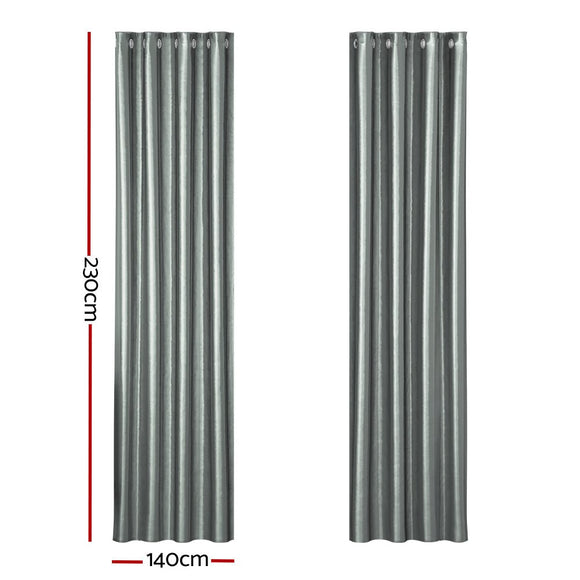 Artiss 2X Blockout Curtains Eyelet 140x230cm Grey Shine - RnR Galore