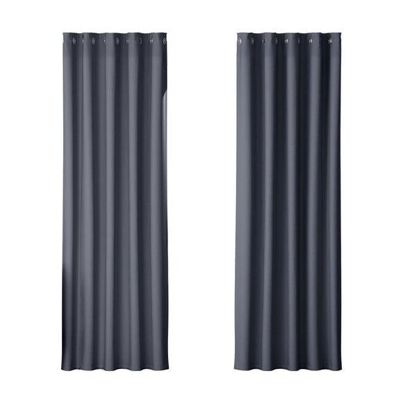 Artiss 2X Blockout Curtains Eyelet 180x213cm Charcoal - RnR Galore