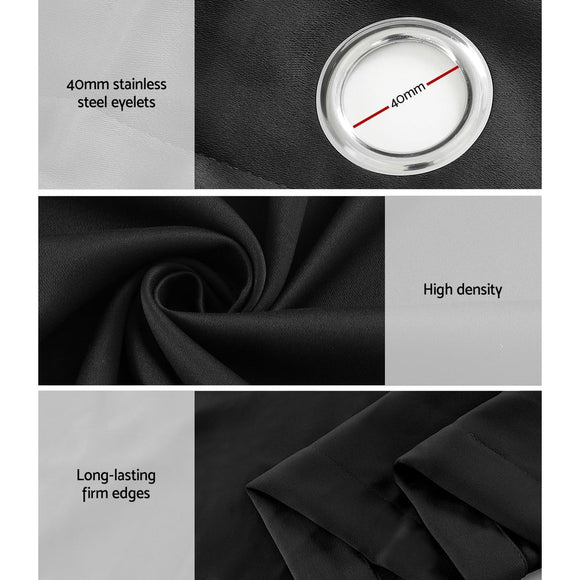 Artiss 2X Blockout Curtains Eyelet 240x230cm Black - RnR Galore