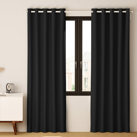 Artiss 2X Blockout Curtains Eyelet 240x230cm Black - RnR Galore