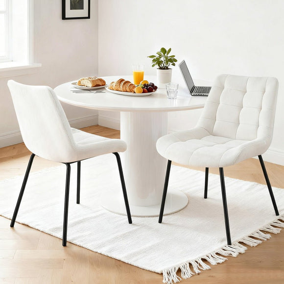 Artiss 2x Dining Chairs Velvet Tufted Kitchen Lounge Cafe Accent Chair Beige - RnR Galore