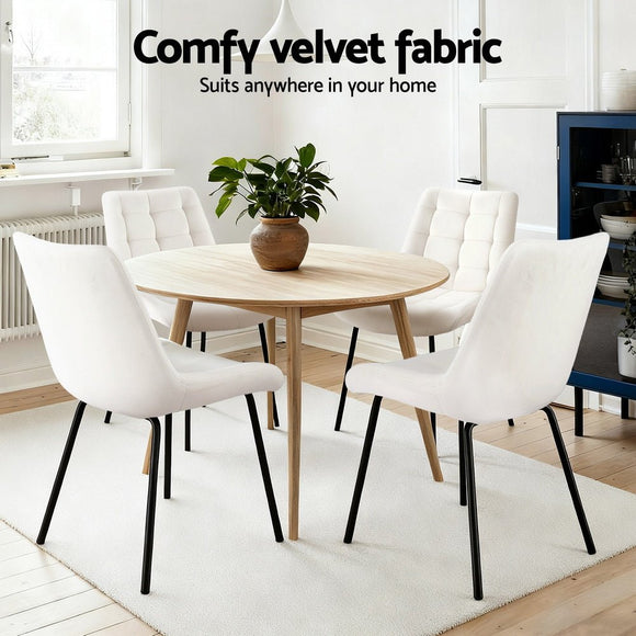Artiss 2x Dining Chairs Velvet Tufted Kitchen Lounge Cafe Accent Chair Beige - RnR Galore