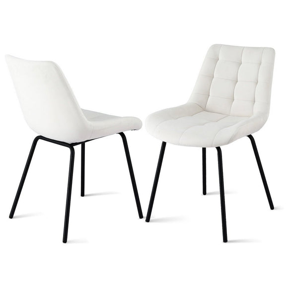 Artiss 2x Dining Chairs Velvet Tufted Kitchen Lounge Cafe Accent Chair Beige - RnR Galore