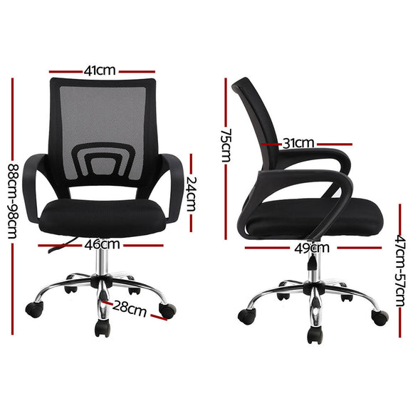 Artiss 2x Mesh Office Chair Mid Back Black - RnR Galore