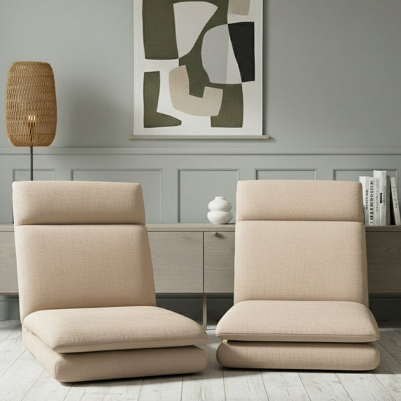 Artiss 2XFloor Chair Sofa Linen Beige - RnR Galore