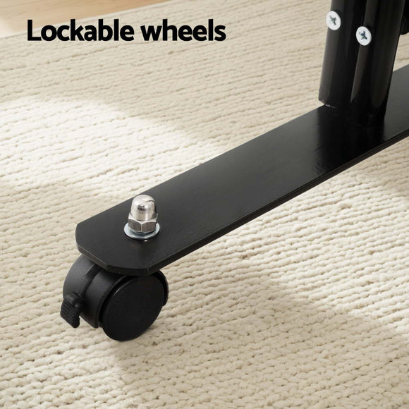 Artiss 4 Panel Room Divider Screen 217cm Wheel Fabric Black - RnR Galore