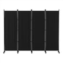 Artiss 4 Panel Room Divider Screen 217cm Wheel Fabric Black - RnR Galore