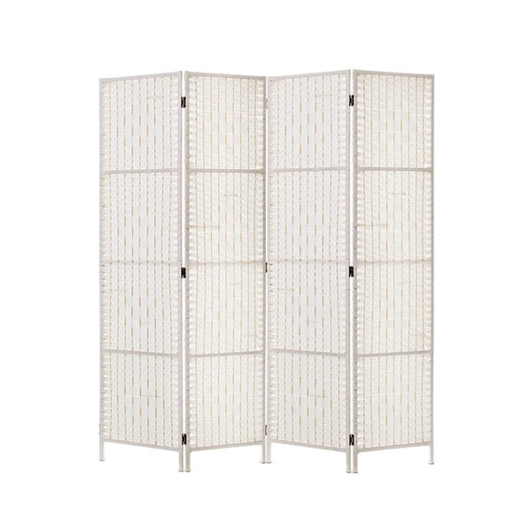 Artiss 4 Panel Room Divider Screen Privacy Timber Foldable Dividers Stand White - RnR Galore