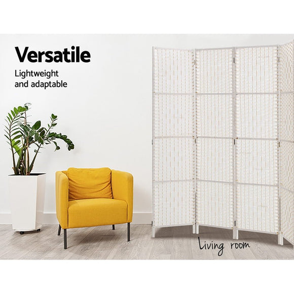 Artiss 4 Panel Room Divider Screen Privacy Timber Foldable Dividers Stand White - RnR Galore