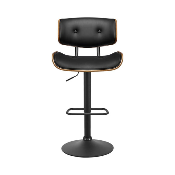 Artiss 4x Bar Stools Gas Lift Leather All Black - RnR Galore
