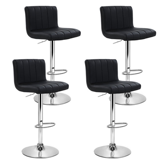 Artiss 4x Bar Stools Gas Lift Leather Black - RnR Galore