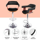 Artiss 4x Bar Stools Gas Lift Leather w/Armrest Black - RnR Galore