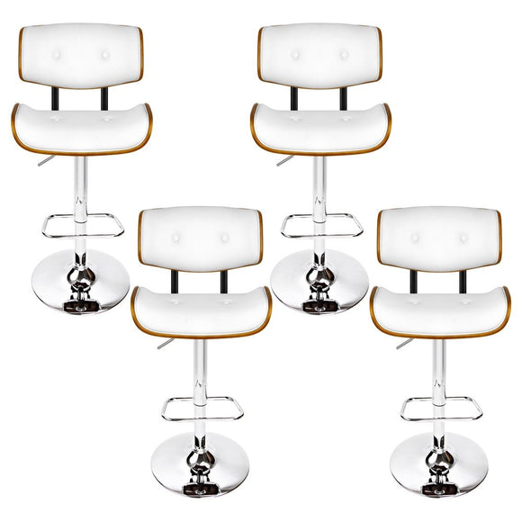 Artiss 4x Bar Stools Gas Lift Leather White - RnR Galore