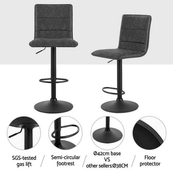 Artiss 4x Bar Stools Gas Lift Vintage Leather Grey - RnR Galore