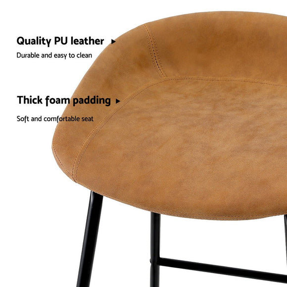 Artiss 4x Bar Stools Kitchen Dining Chairs Counter Stool PU Leather Metal Brown - RnR Galore