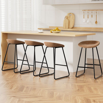 Artiss 4x Bar Stools Kitchen Dining Chairs Counter Stool PU Leather Metal Brown - RnR Galore